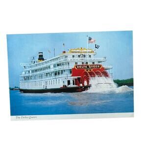 Delta Queen Postcard Riverboat Unposted Sternwheeler Tourist Souvenir Vintage